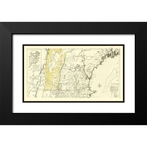 Massachusetts Multi-State Region - 1776 Black Modern Wood Framed Art Print with Double Matting by Unknown