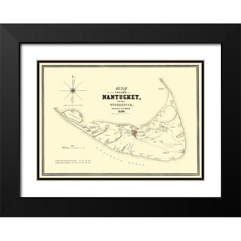 Nantucket Island Massachusetts - Bouve 1838 Black Modern Wood Framed Art Print with Double Matting by Bouve