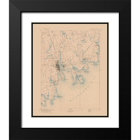New Bedford Massachusetts Sheet - USGS 1893 Black Modern Wood Framed Art Print with Double Matting by USGS