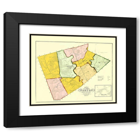 Norton Massachusetts - Walling 1855 Black Modern Wood Framed Art Print with Double Matting by Walling