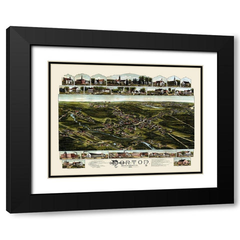 Norton Massachusetts - Bailey 1891  Black Modern Wood Framed Art Print with Double Matting by Bailey