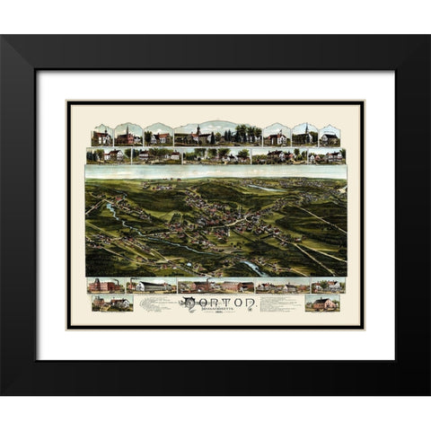 Norton Massachusetts - Bailey 1891  Black Modern Wood Framed Art Print with Double Matting by Bailey