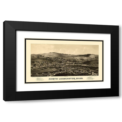 North Leominster Massachusetts - Burleigh 1887  Black Modern Wood Framed Art Print with Double Matting by Burleigh