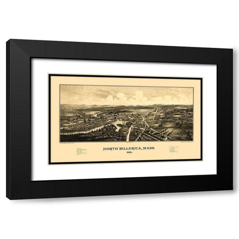North Billerica Massachusetts - Burleigh 1887  Black Modern Wood Framed Art Print with Double Matting by Burleigh