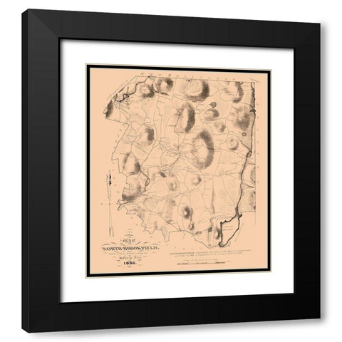 North Brookfield Massachusetts - Nye 1830  Black Modern Wood Framed Art Print with Double Matting by Nye