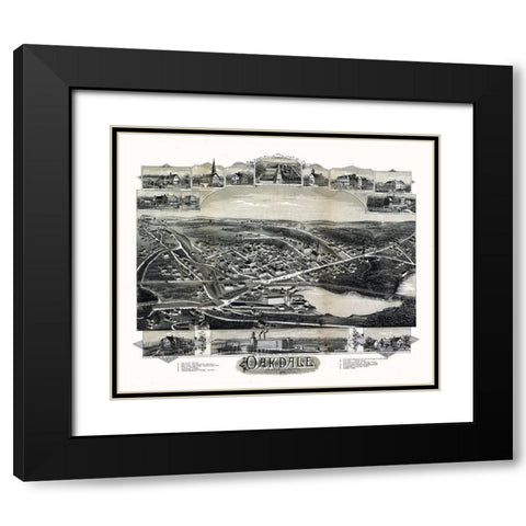 Oakdale Massachusetts - Bailey 1891  Black Modern Wood Framed Art Print with Double Matting by Bailey