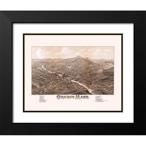 Orange Massachusetts - Burleigh 1883  Black Modern Wood Framed Art Print with Double Matting by Burleigh