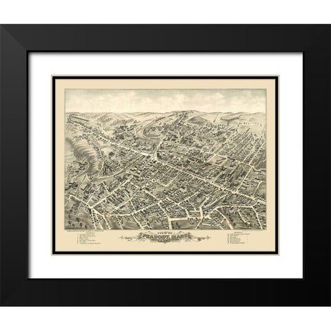 Peabody Massachusetts - Hazen 1877  Black Modern Wood Framed Art Print with Double Matting by Hazen
