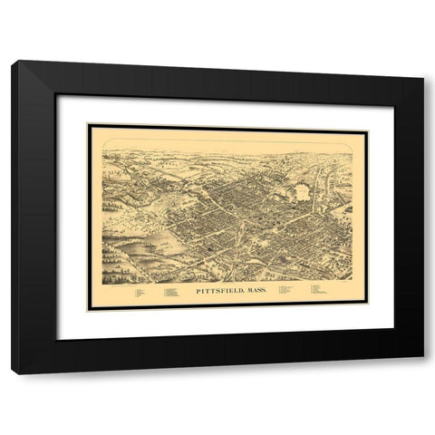 Pittsfield Massachusetts - Van De Car 1889  Black Modern Wood Framed Art Print with Double Matting by Van De Car