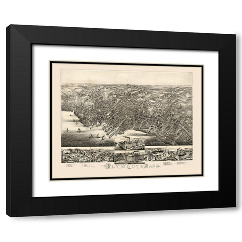 Plymouth Massachusetts -1882 Black Modern Wood Framed Art Print with Double Matting by Unknown