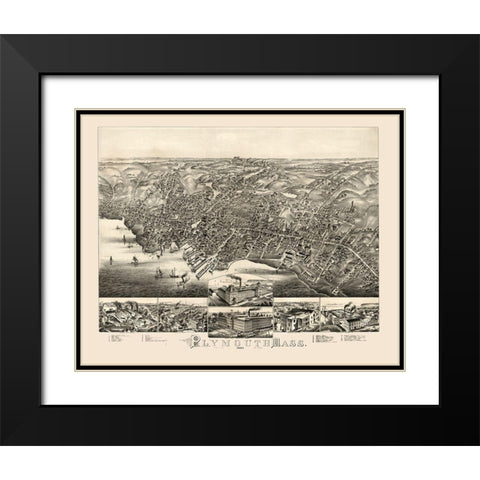Plymouth Massachusetts -1882 Black Modern Wood Framed Art Print with Double Matting by Unknown