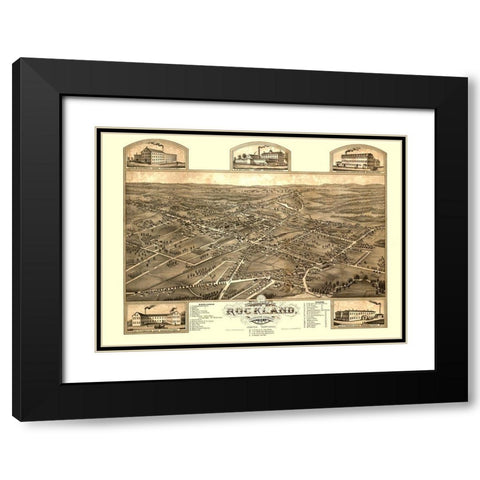 Rockland Massachusetts - Stoner 1881  Black Modern Wood Framed Art Print with Double Matting by Stoner