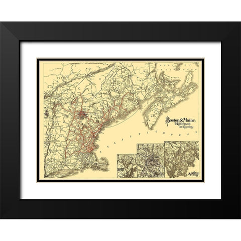 Boston and Maine Railroad - Avery 1888 Black Modern Wood Framed Art Print with Double Matting by Avery