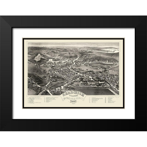 Sandwich Massachusetts - Poole 1884  Black Modern Wood Framed Art Print with Double Matting by Poole