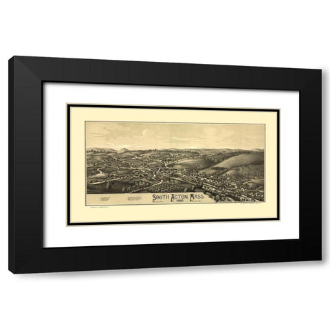 South Acton Massachusetts - Burleigh 1886  Black Modern Wood Framed Art Print with Double Matting by Burleigh