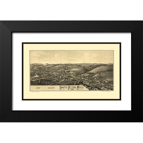 South Acton Massachusetts - Burleigh 1886  Black Modern Wood Framed Art Print with Double Matting by Burleigh