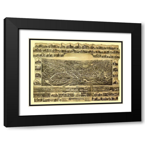 Southbridge Massachusetts - Bailey 1892  Black Modern Wood Framed Art Print with Double Matting by Bailey