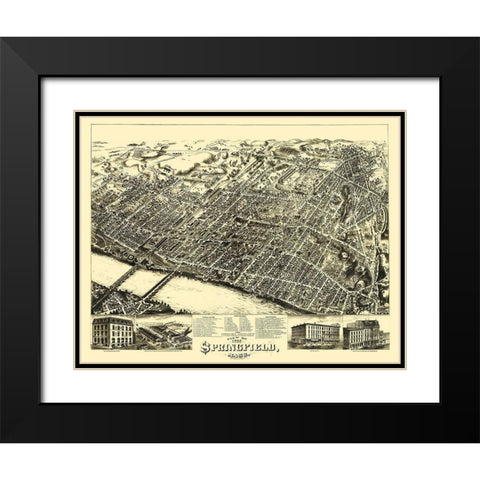Springfield Massachusetts - Bailey 1875 Black Modern Wood Framed Art Print with Double Matting by Bailey