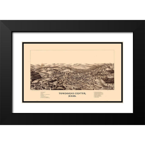 Townsend Massachusetts - Burleigh 1889  Black Modern Wood Framed Art Print with Double Matting by Burleigh