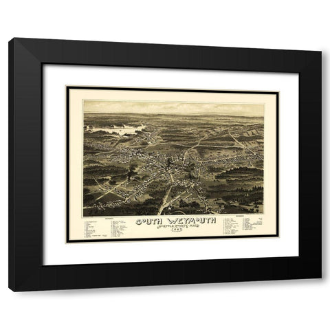South Weymouth Massachusetts - Walker 1885 Black Modern Wood Framed Art Print with Double Matting by Walker