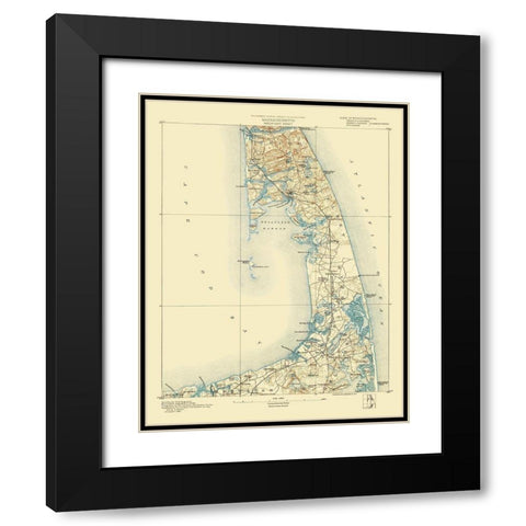 Wellfleet Massachusetts Sheet - USGS 1887 Black Modern Wood Framed Art Print with Double Matting by USGS