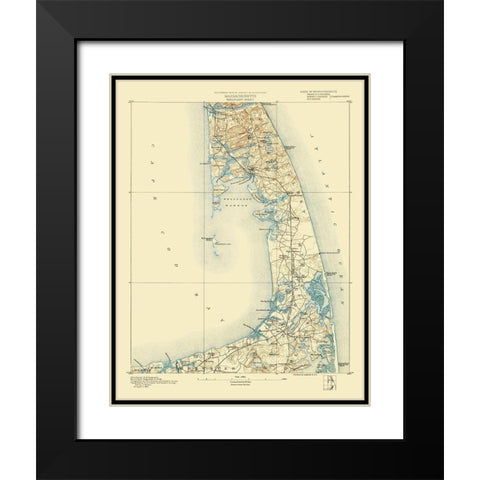 Wellfleet Massachusetts Sheet - USGS 1887 Black Modern Wood Framed Art Print with Double Matting by USGS