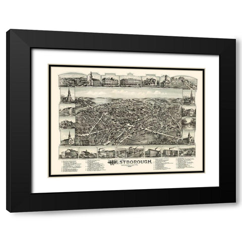 Westborough Massachusetts - Bailey 1888 Black Modern Wood Framed Art Print with Double Matting by Bailey