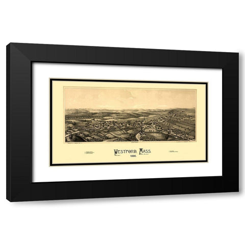 Westford Massachusetts - Burleigh 1886 Black Modern Wood Framed Art Print with Double Matting by Burleigh