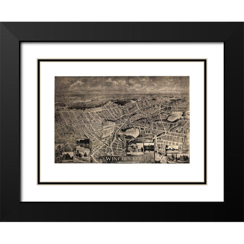 Winchester Massachusetts - Robbins 1898 Black Modern Wood Framed Art Print with Double Matting by Robbins