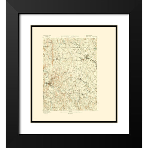 Winchendon Massachusetts Sheet - USGS 1890 Black Modern Wood Framed Art Print with Double Matting by USGS