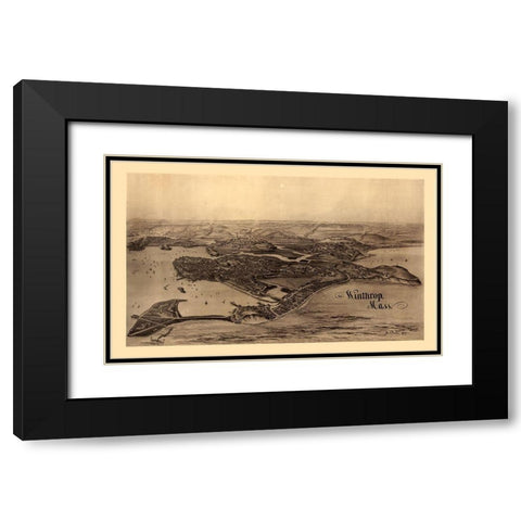 Winthrop Massachusetts - Poole 1894 Black Modern Wood Framed Art Print with Double Matting by Poole