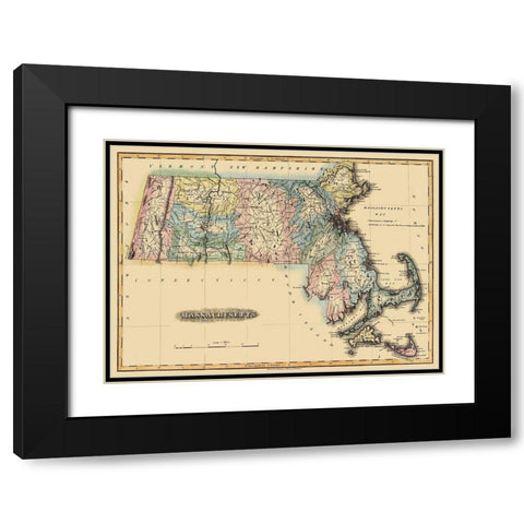 Massachusetts - Lucas 1823 Black Modern Wood Framed Art Print with Double Matting by Lucas