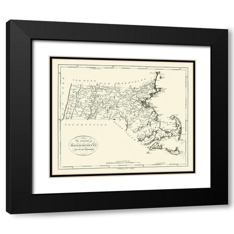 Massachusetts - Reid 1796 Black Modern Wood Framed Art Print with Double Matting by Reid