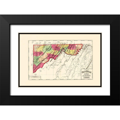 Alleghany  Garret Maryland - Martenet 1873 Black Modern Wood Framed Art Print with Double Matting by Martenet