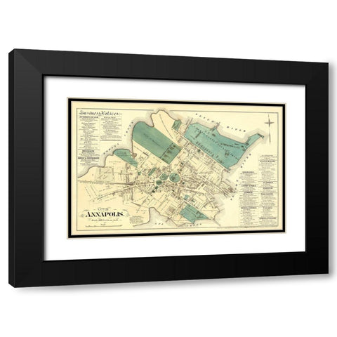 Annapolis Maryland Landowner - Hopkins 1878 Black Modern Wood Framed Art Print with Double Matting by Hopkins