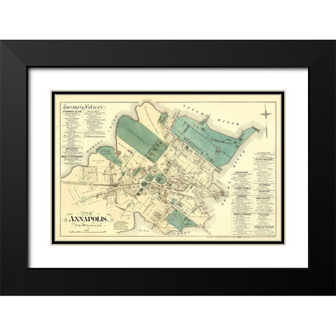 Annapolis Maryland Landowner - Hopkins 1878 Black Modern Wood Framed Art Print with Double Matting by Hopkins