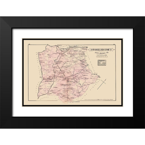 Anne Arundel 4th District Maryland Landowner Black Modern Wood Framed Art Print with Double Matting by Hopkins