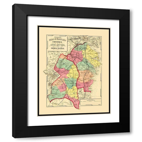 Anne Arundel  Prince George Maryland - Walling Black Modern Wood Framed Art Print with Double Matting by Walling