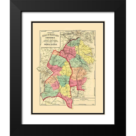 Anne Arundel  Prince George Maryland - Walling Black Modern Wood Framed Art Print with Double Matting by Walling