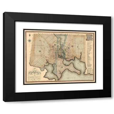 Baltimore Maryland - Lucas 1822 Black Modern Wood Framed Art Print with Double Matting by Lucas