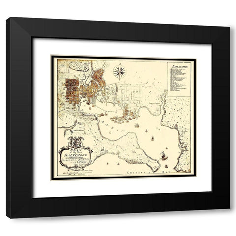 Baltimore Maryland - Folie 1792 Black Modern Wood Framed Art Print with Double Matting by Folie