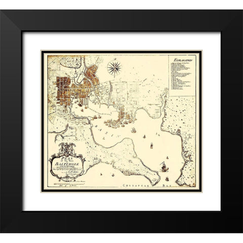 Baltimore Maryland - Folie 1792 Black Modern Wood Framed Art Print with Double Matting by Folie