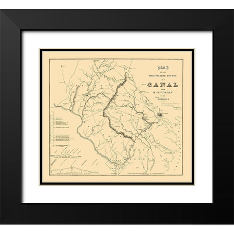 Baltimore to Potomac Canal, Maryland - Welch 1838 Black Modern Wood Framed Art Print with Double Matting by Welch
