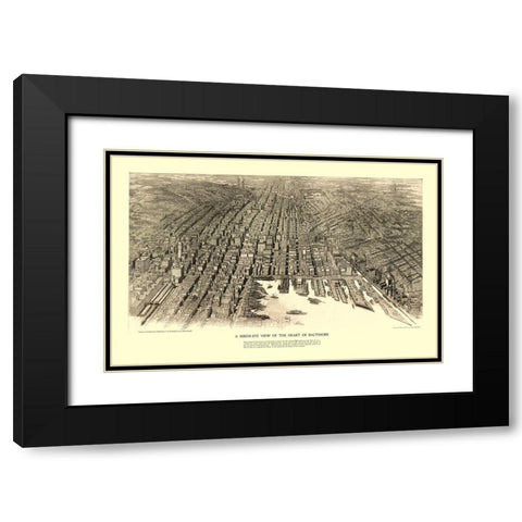 Baltimore Maryland - Munder 1912 Black Modern Wood Framed Art Print with Double Matting by Munder