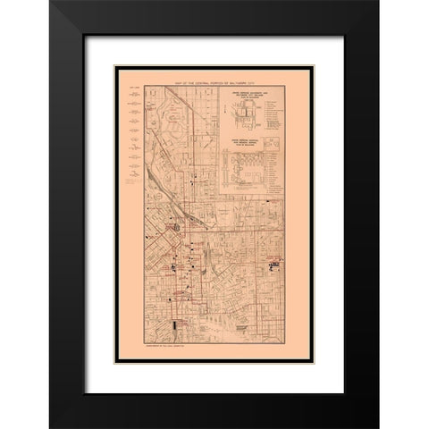 Baltimore Maryland - Horn  1910  Black Modern Wood Framed Art Print with Double Matting by Horn