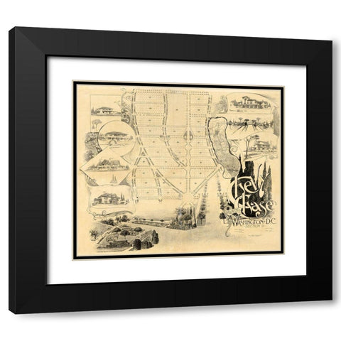 Chevy Chase Maryland - Fisher 1890  Black Modern Wood Framed Art Print with Double Matting by Fisher