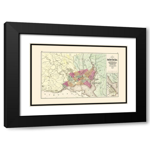 Maryland  Washington DC - Martenet 1873 Black Modern Wood Framed Art Print with Double Matting by Martenet