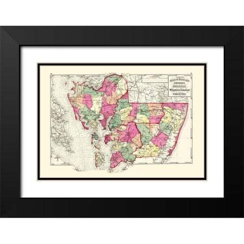 Dorchester Wicomico Somerset Worcester Maryland Black Modern Wood Framed Art Print with Double Matting by Stedman