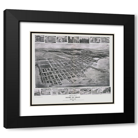 Havre De Grace Maryland - Fowler 1907 Black Modern Wood Framed Art Print with Double Matting by Fowler