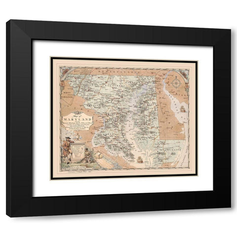 Maryland - Price 1794  Black Modern Wood Framed Art Print with Double Matting by Price